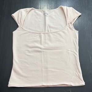 john galt for brandy melville short sleeve wide neckline cream colored shirt